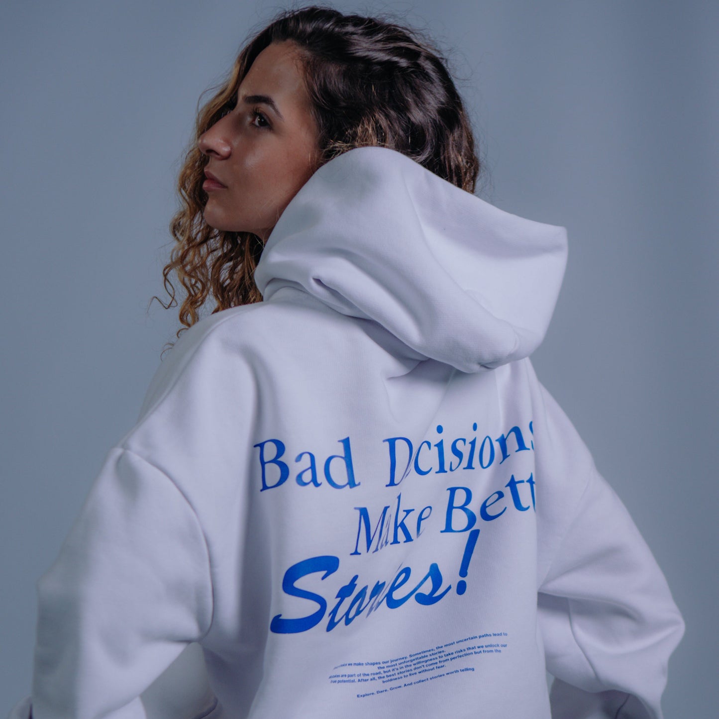 "Bad Decisions" White Hoodie