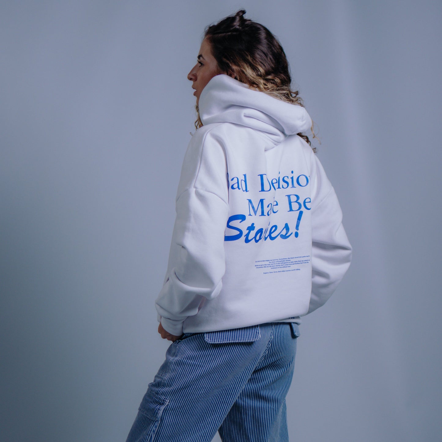 "Bad Decisions" White Hoodie