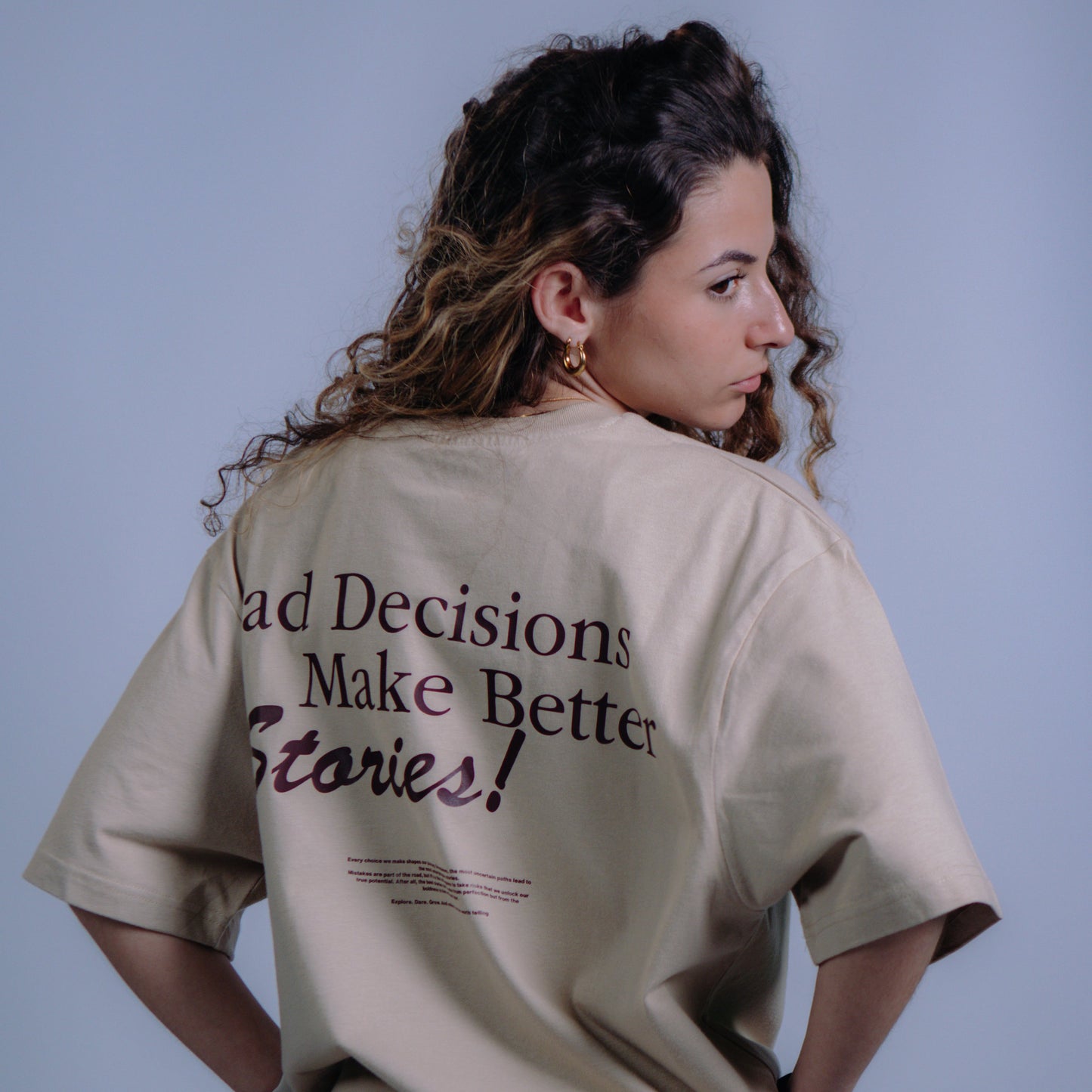 "Bad Decisions" Beige T-shirt