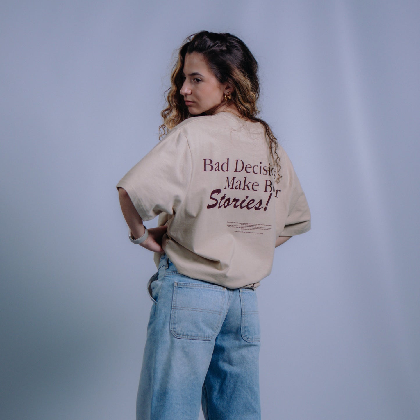 "Bad Decisions" Beige T-shirt