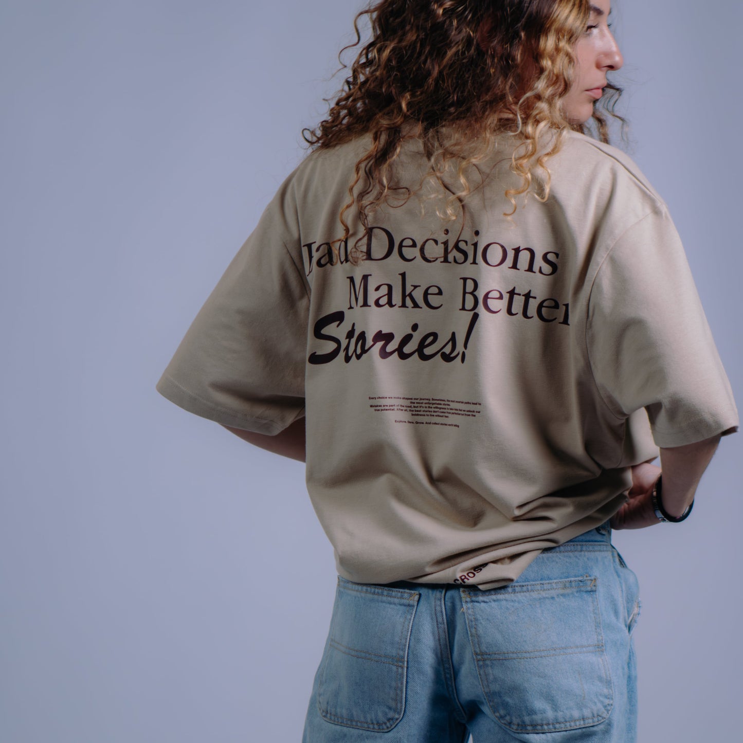 "Bad Decisions" Beige T-shirt
