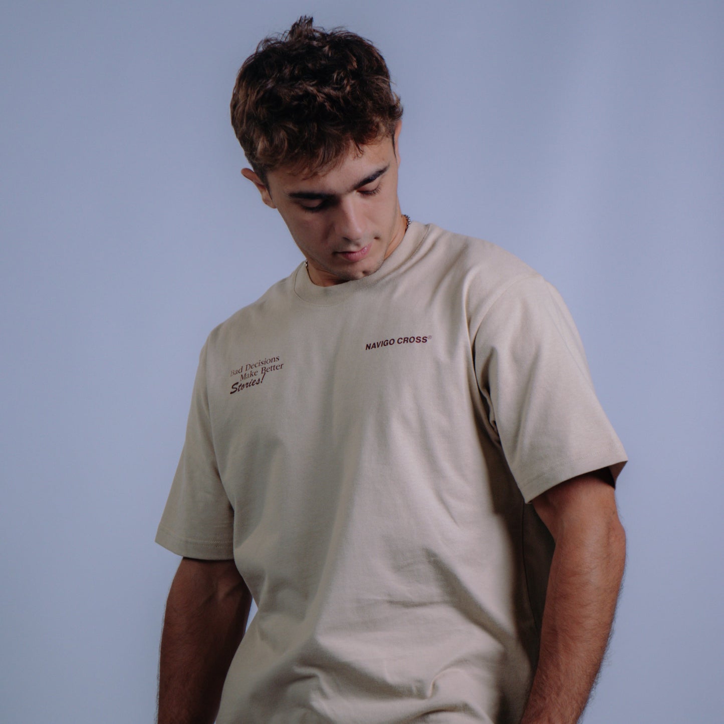 "Bad Decisions" Beige T-shirt