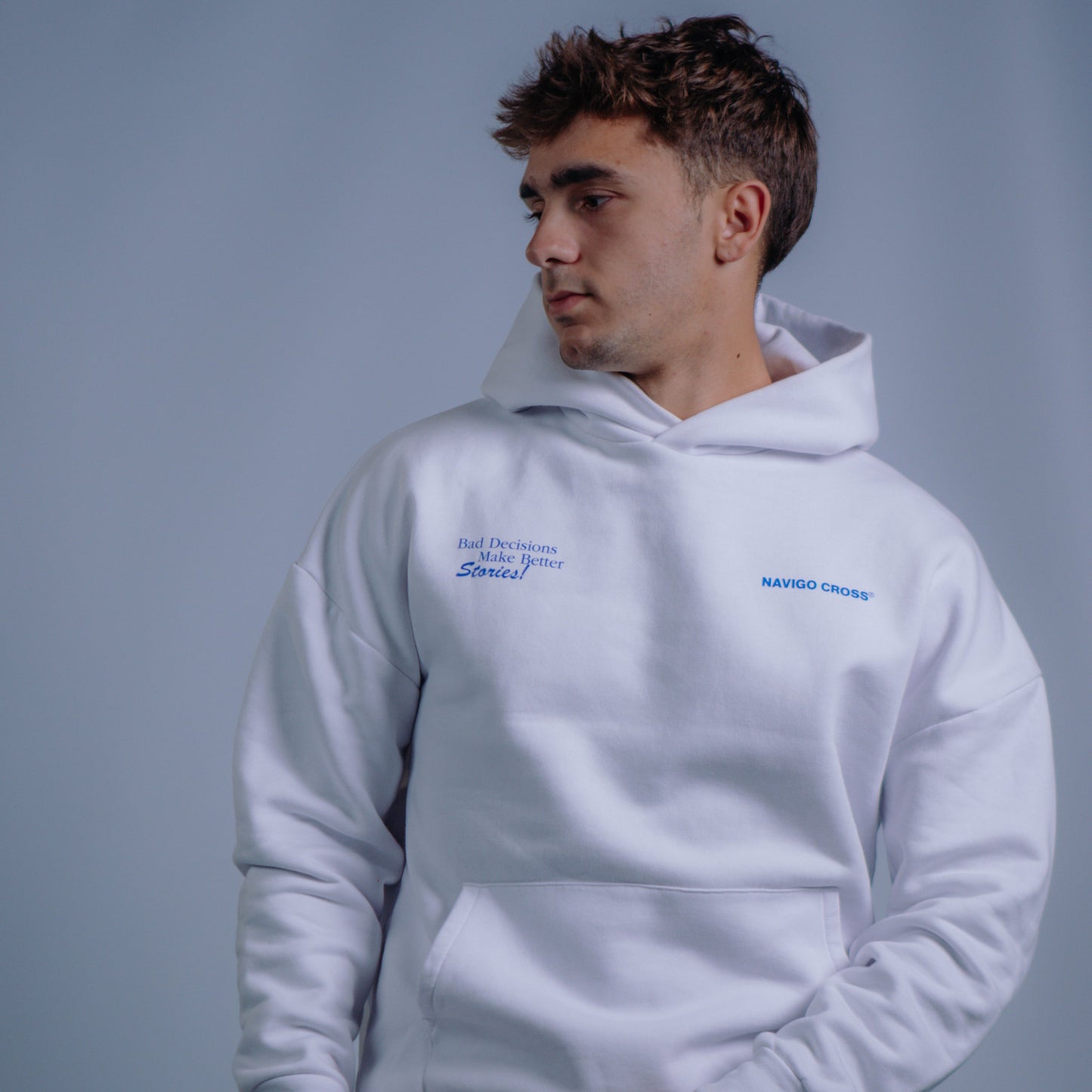 "Bad Decisions" White Hoodie