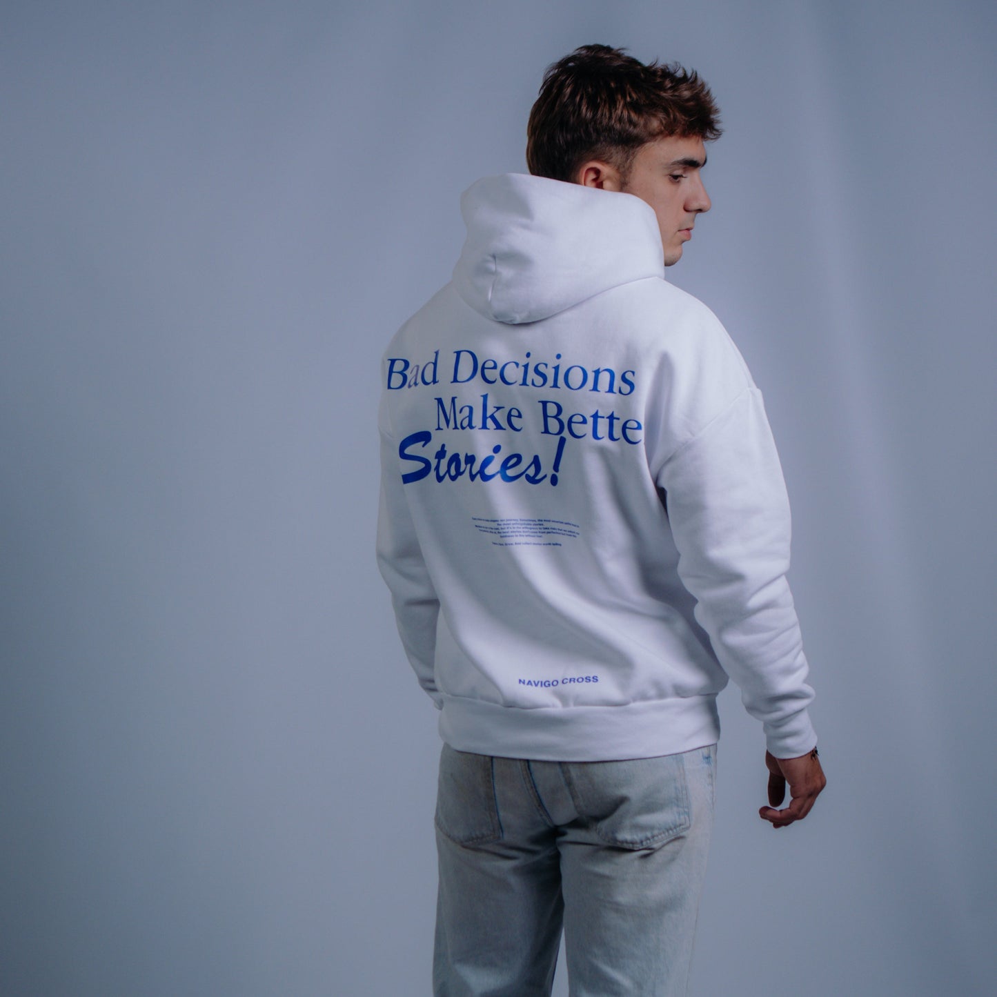 "Bad Decisions" White Hoodie